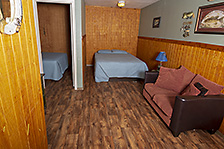 Picture of the cabin's main area as viewed from the dining area.
